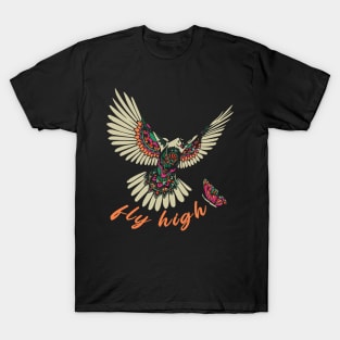 Fly high, pigeon and butterfly design T-Shirt